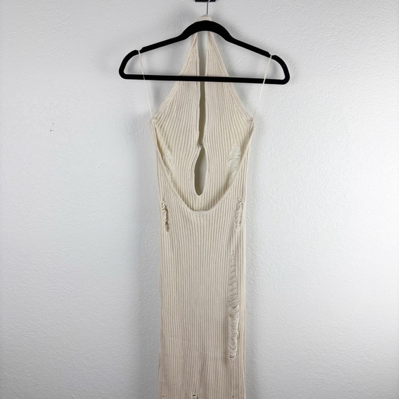 Aya Muse Ceres Halter Knit Maxi Dress Cream Size Medium Cocktail Evening Party - Picture 5 of 12